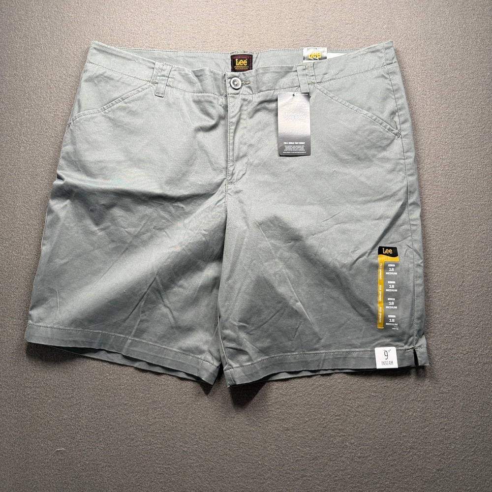 Lee Bermuda Shorts Womens 18 Medium Fort Green 9" Inseam Twill 112335286